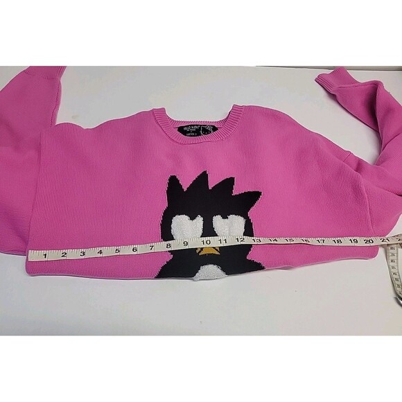 Forever 21 x Hello Kitty & Friends Badtz-Maru Pink Knit Sweater Pullover Sz L - Picture 4 of 11